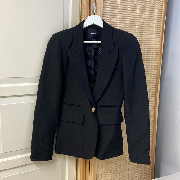 Classic black SMYTHE Tuxedo Peaked Lapel Blazer - Picture 4 of 9